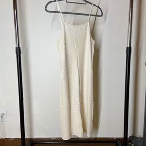 Zara Ivory Cream Off White Rib Knit Strappy Dress - Size 13 / 14